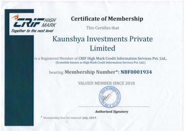 CRIF High Mark Certificate Image